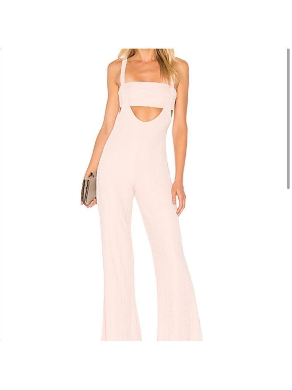 House of Harlow Ribbed Wide Leg Jumpsuit with Bandeau